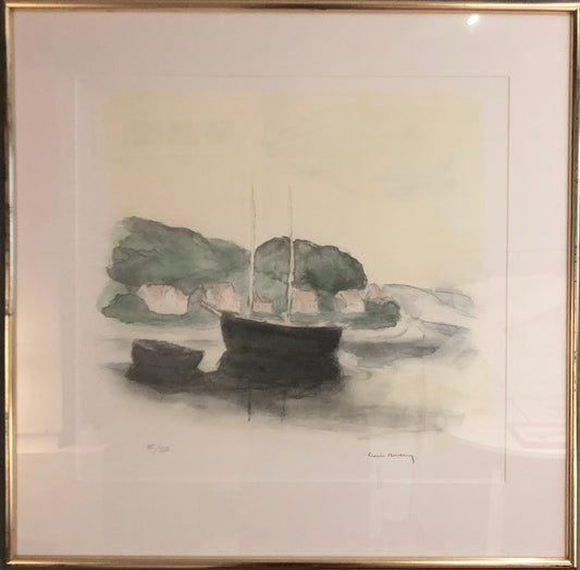 "Båtar i Kyrkbackens hamn" Gustav Rudberg