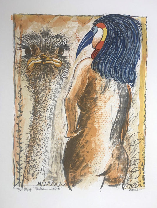 'Fågelkvinna och struts' Allan Horsak