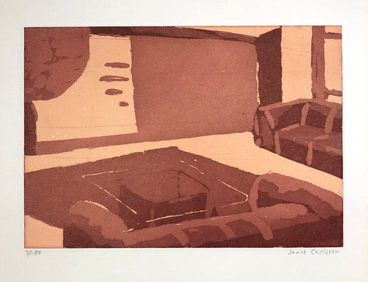 "Soffa med glasbord" Jan Carlsson