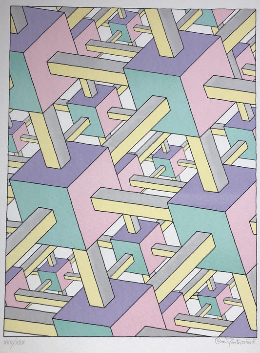 'Kubsystem' (pastell) Oscar Reutersvärd